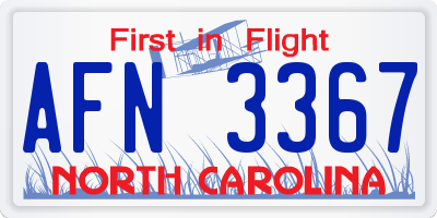 NC license plate AFN3367
