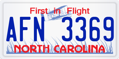 NC license plate AFN3369