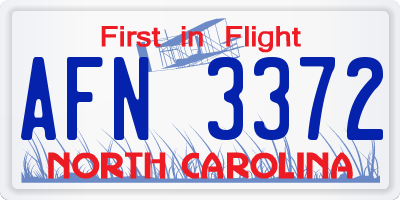 NC license plate AFN3372