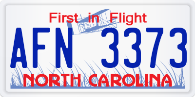 NC license plate AFN3373