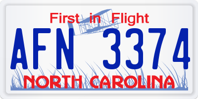 NC license plate AFN3374