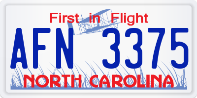 NC license plate AFN3375