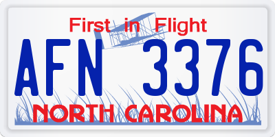 NC license plate AFN3376