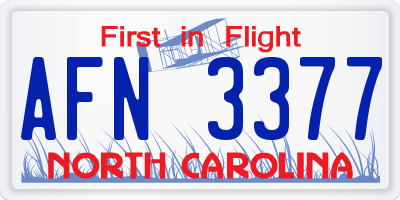 NC license plate AFN3377