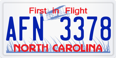 NC license plate AFN3378