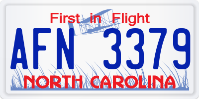 NC license plate AFN3379