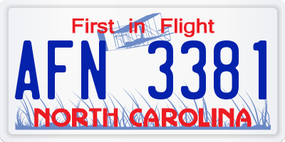 NC license plate AFN3381