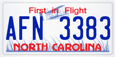 NC license plate AFN3383