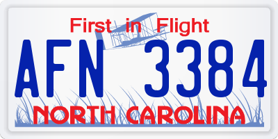 NC license plate AFN3384