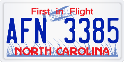 NC license plate AFN3385