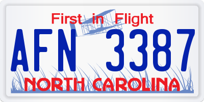 NC license plate AFN3387