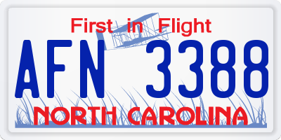 NC license plate AFN3388