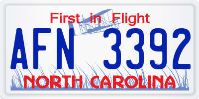 NC license plate AFN3392