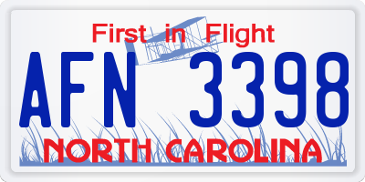 NC license plate AFN3398