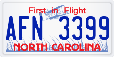NC license plate AFN3399