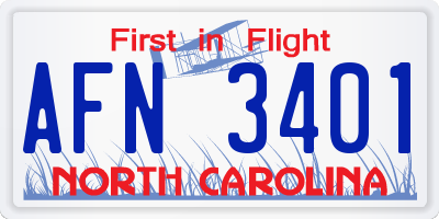 NC license plate AFN3401