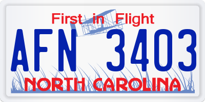 NC license plate AFN3403