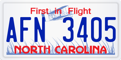 NC license plate AFN3405