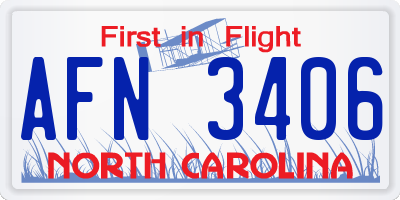 NC license plate AFN3406