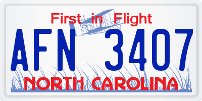 NC license plate AFN3407