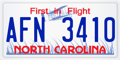 NC license plate AFN3410