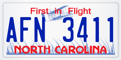 NC license plate AFN3411