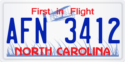 NC license plate AFN3412
