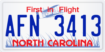 NC license plate AFN3413