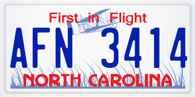 NC license plate AFN3414