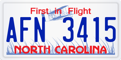 NC license plate AFN3415
