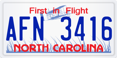 NC license plate AFN3416