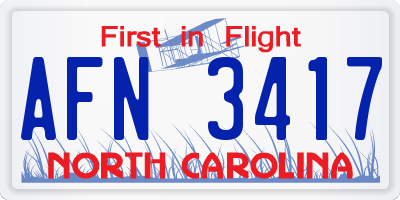 NC license plate AFN3417