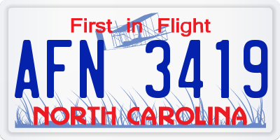 NC license plate AFN3419