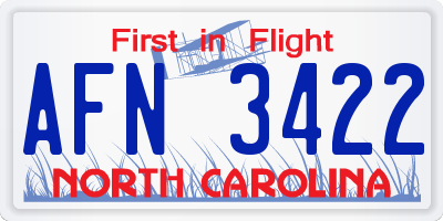 NC license plate AFN3422