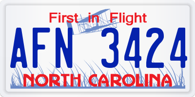 NC license plate AFN3424