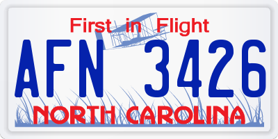 NC license plate AFN3426
