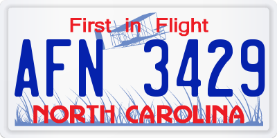 NC license plate AFN3429
