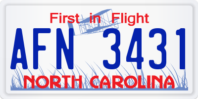 NC license plate AFN3431