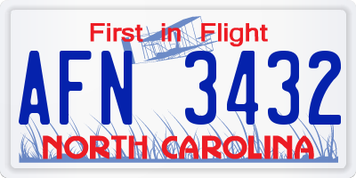 NC license plate AFN3432