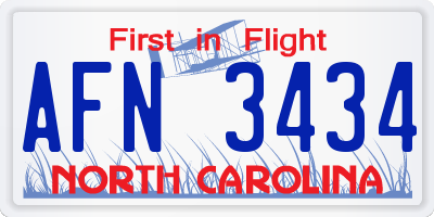 NC license plate AFN3434