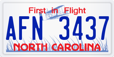 NC license plate AFN3437