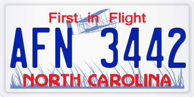 NC license plate AFN3442
