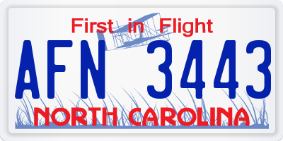 NC license plate AFN3443