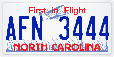 NC license plate AFN3444