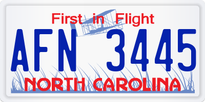 NC license plate AFN3445