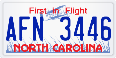 NC license plate AFN3446