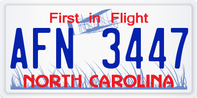 NC license plate AFN3447