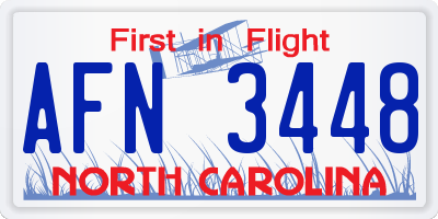 NC license plate AFN3448