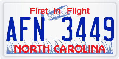 NC license plate AFN3449