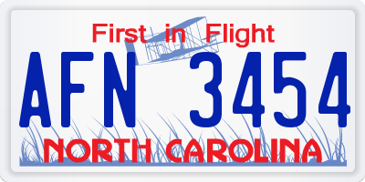 NC license plate AFN3454